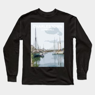 Charlestown Cornwall.  Cornish gift Kernow Travel location poster, St Austell Long Sleeve T-Shirt